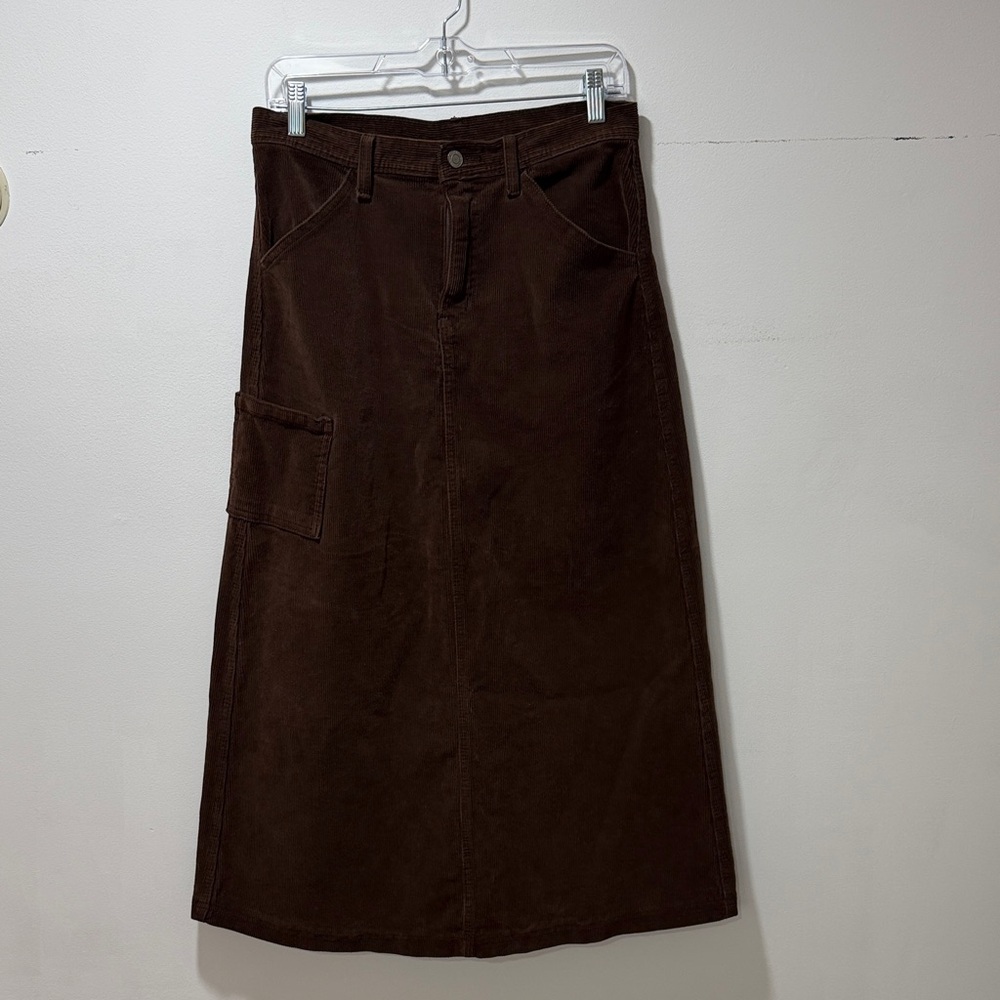 J. Galt Brown MIDI Corduroy Skirt Size Small Y2K Vintage Retro 90s‎ Boho SLIT